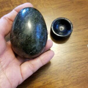 3 inch Marble Egg - black/green